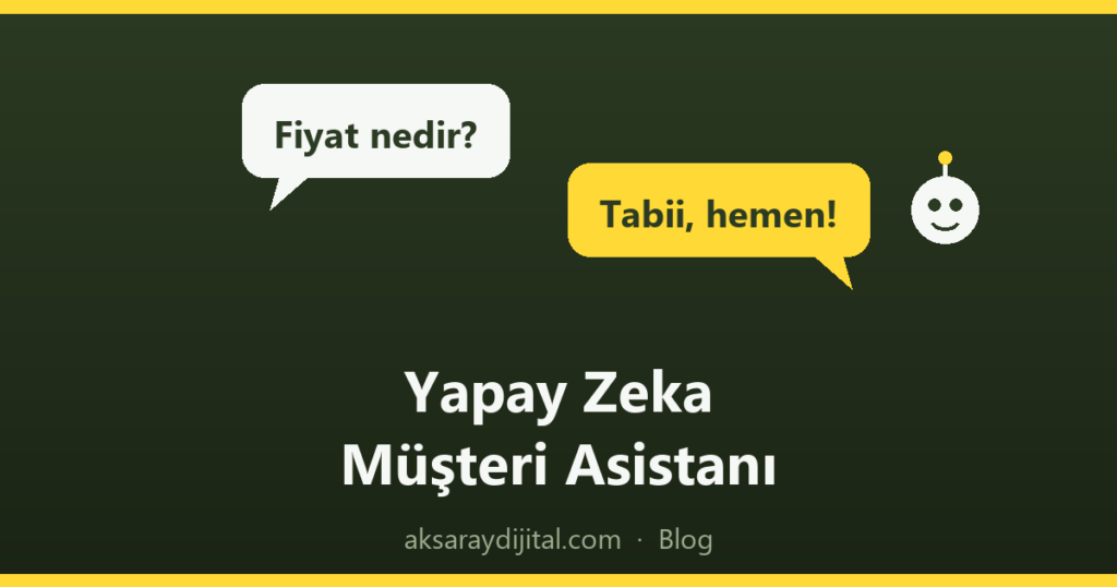 Yapay zeka müşteri asistanı - sohbet balonları ve robot illüstrasyonu